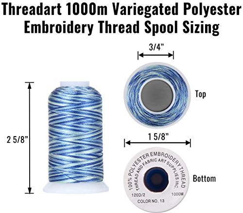 Image of ThreadArt Polyester Machine Embroidery Thread, 1000M 40wt, Rainbow | 40wt trilobal polyester embroidery thread with bright sheen. Works with home and commercial embroidery and sewing machines.