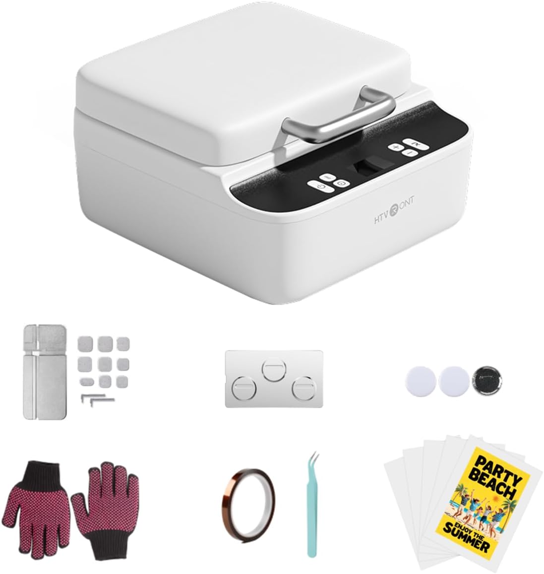 HTVRONT Phone Case Heat Press Machine - Vacuum Heat Press Machine for Phone Cases- Sublimation Press for Custom Phone Case, Badges, Coasters, Includes Film & Fixture (Compatible with iPhone) White