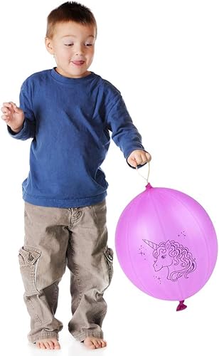 Miniatura 5 de ArtCreativity Juego de 12 bolas de unicornio con bandas de goma adjuntas, grandes recuerdos de fiesta y decoraciones de unicornio, rellenos de