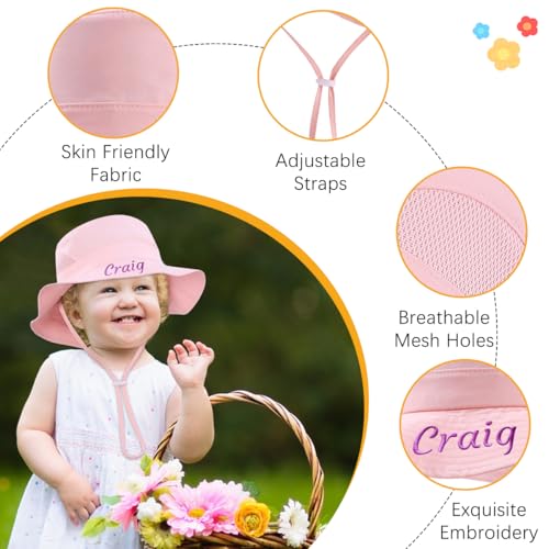 Personalized Baby Boy Mesh Sun hat Custom Name Toddler Bucket Hat Age 0-6 Years3