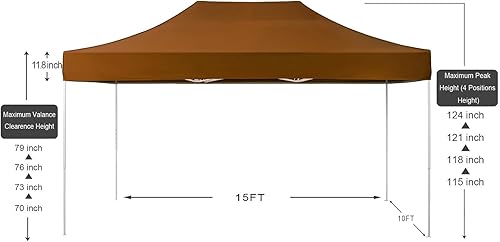Miniatura 2 de AMERICAN PHOENIX Carpa Toldo de 10x15 pies Pop Up Fácil Instalación Instantánea Comercial para Fiestas al Aire Libre (Marrón, 10x15 pies (Marco