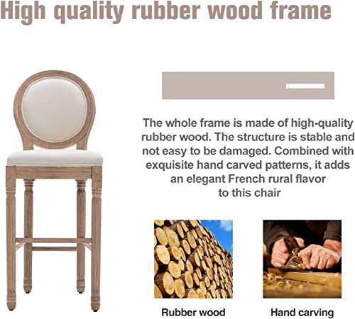 Image of Virabit Counter Height Chairs Set of 4, French Country Bar Stools with Solid Wood Frame and Upholstered Seating, 26 Inch Bar Stools