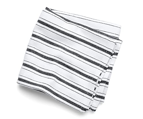 Linen Tea Dishtowels, Black Stripe Dish Towels, 100% Cotton Towels, Farmhouse Dish Towels, Cotton Tea Towels Hanging Loop, Black Bar Towels, Tea Dishcloths Set Of 6 White With Black Striped 18 X 28 #TOP3