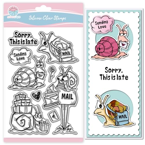 GLOBLELAND Lustige Transparente Briefmarken Mit Schneckenmotiv Cartoon Schnecke Silikon Transparentstempel Für Briefe Und Briefe Zum Selbermachen Scrapbooking Und Kartenmachen Fotoalbum 6.3x4.33Zoll