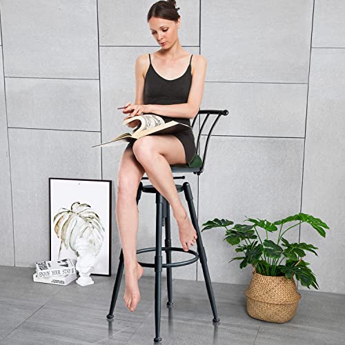 Msmv Bar Chair(Set Of 2) Vintage Industrial Bar Stool-Farmhouse Swivel Bar Stool-Swivel Kitchen Island Dining Chair-Kitchen Counter Height Adjustable Pipe Stool-Cast Steel Stool（Green） #TOP1