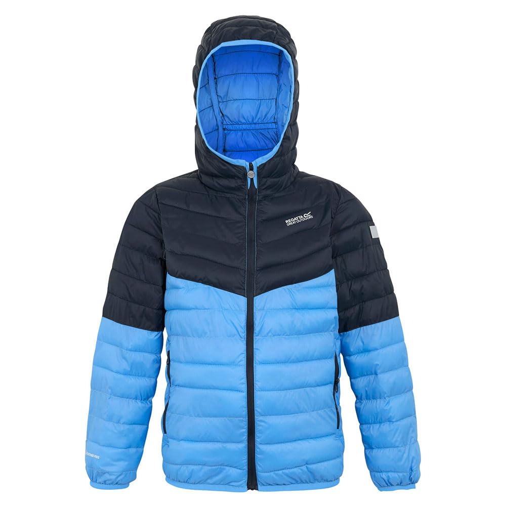 Regatta Kids' Hooded Hillpack III Jacket with premium recycled synthetic down insulation, perfect for walking, outdoor activities & everyday use