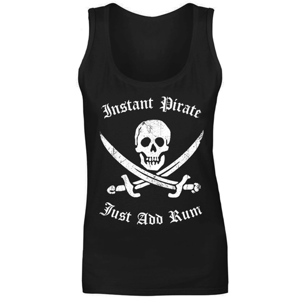 Instant Pirate Just Add Rum Skull Halloween Funny Slogan Mens Vest Tank Top Black (M)