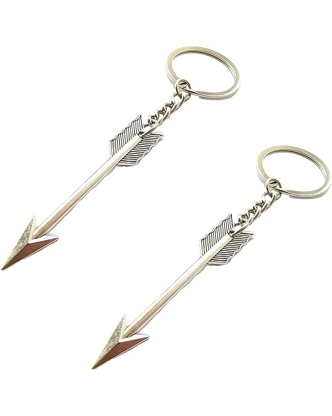 2Pcs Silver Bow and Arrow Key Chain Arrow Keyring Boho Keychain Archer Gift Crossbo...