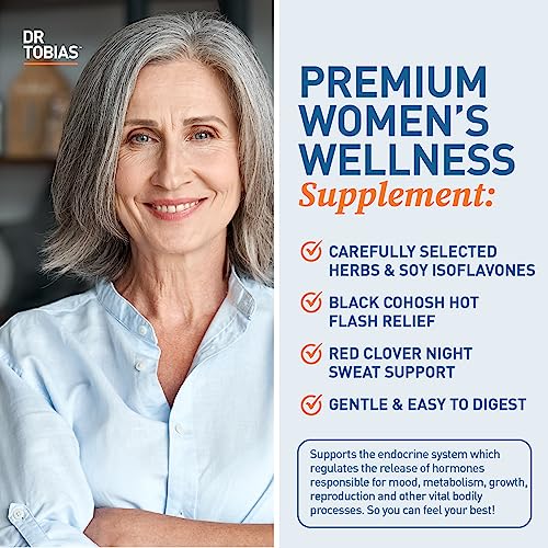 Image of Dr. Tobias Menopause Relief with Black Cohosh, Soy Isoflavones, Don Quai, Hot Flash & Night Sweats Relief for Women, Non-GMO Menopause Supplements for Women, 60 Capsules, 30 Servings