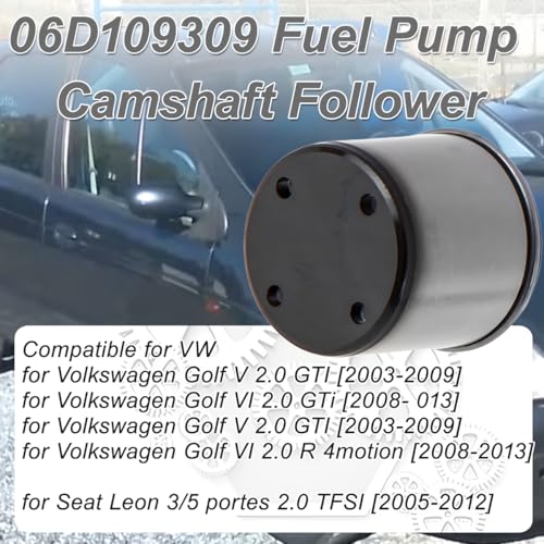 ZAMDOE 37162 Stößel für Hochdruckpumpe für VW Golf VI 5K1 V 1K1 für Touran I 1T1 1T2, für Audi A3 Sportback 8PA A4 B7 Avant 8ED, für SEAT Leon 1P1 Kraftstoffpumpe Stößel Nockenfolger 06D109309C