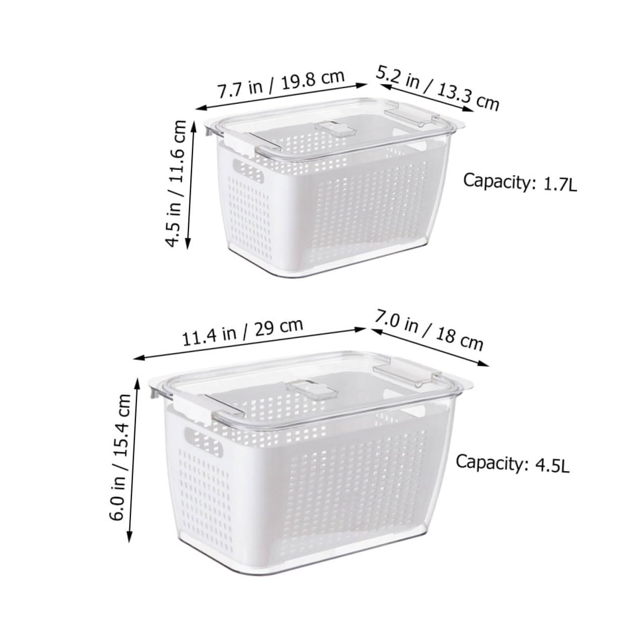 Contenitori Alimentari a Doppio Strato 2 Pezzi 1, 7l 4, 5l Pet Bianco