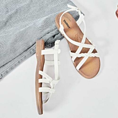 Image of Veittes Women's Casual Ankle Strappy Flat Slide Sandals