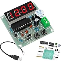 DAOKAI 4 Bits Digitaluhr DIY Kit LED Elektronische Uhr Production PCB Löten Übungsplatine für Lehrplanübungen Schweißübungen, mit USB 2.0 Steckerkabel