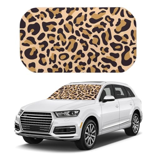 車用サンシェード 豹柄 ヒョウ 紋 傘式 人気 キャラクター かわいい 断熱 遮光