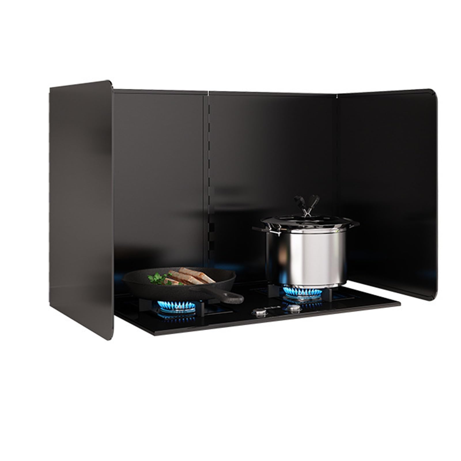Écran anti-éclaboussures de graisse pliable en acier inoxydable noir 60x45x90cm lot de 4