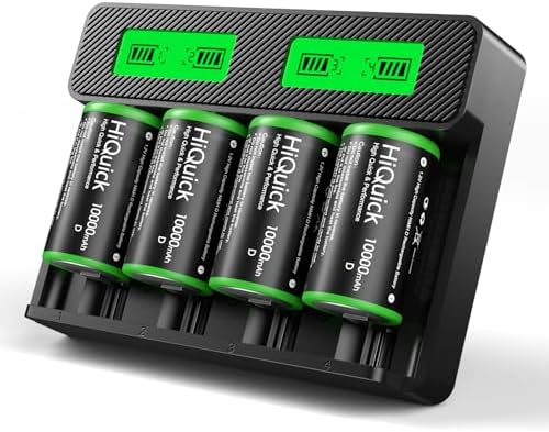4 Pack D Cell Batteries With Universal Charger For AA AAA C D 9V NiMH NiCD Rechargeable Battery, Discharge Function And LCD Display Fast Charging - View #2