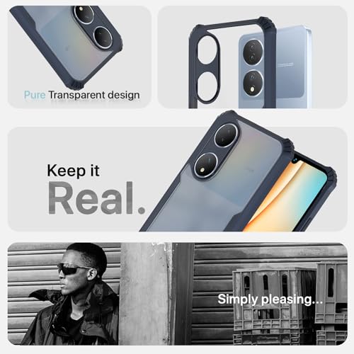 Image of Pikkme Vivo Y100 5G Back Cover | Crystal Clear Transparent Back | Ultra Hyrbid | Full Camera Protection | Raised Edge | Bumper Back Case (Blue)