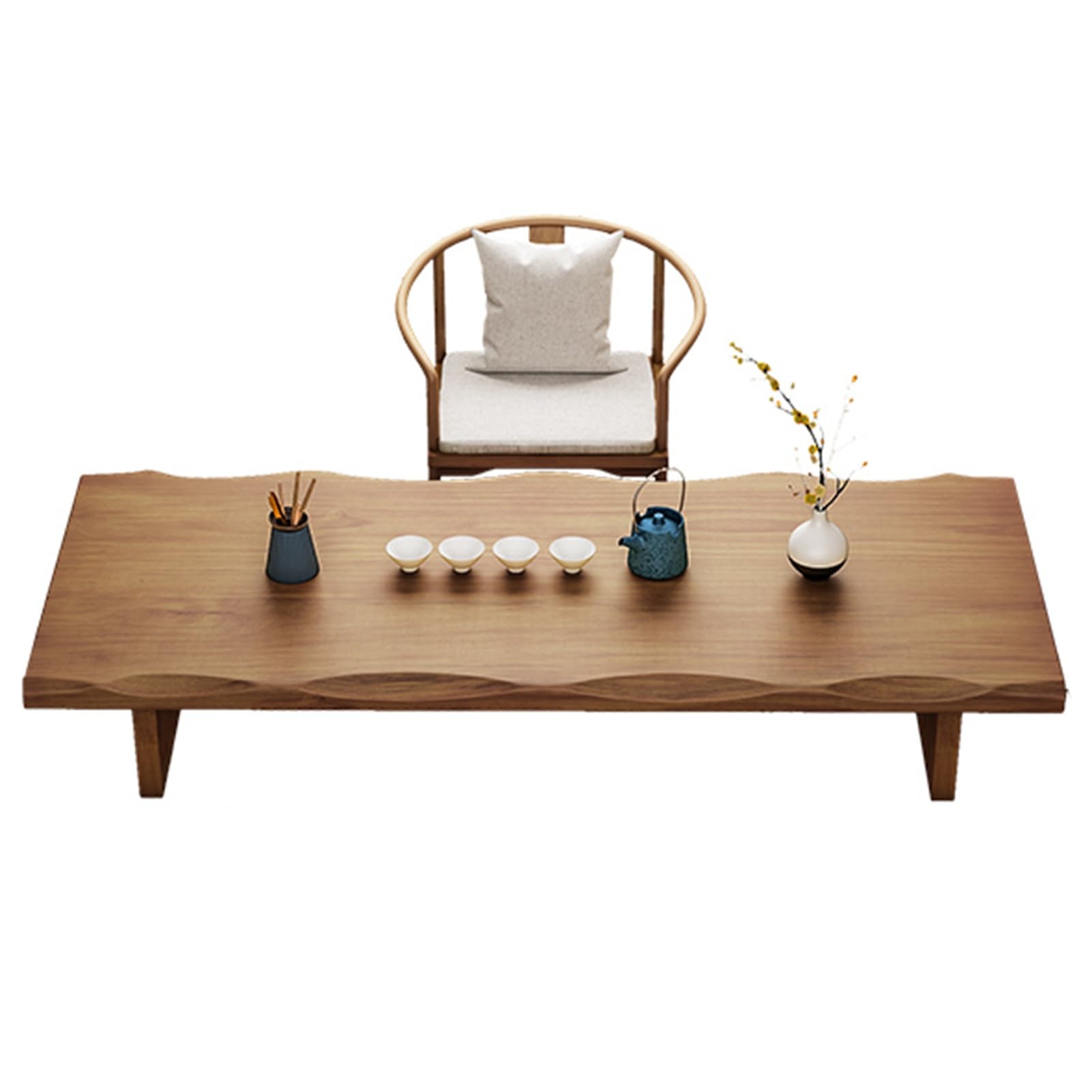 Table basse japonaise en bois massif table à thé 140x60x35cm