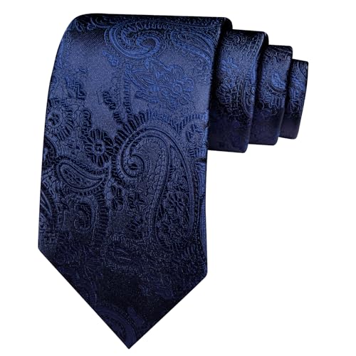 Image of Barry.Wang Paisley Tie for Men Silk Woven Necktie and Tie Clip Set Wedding Party Business Formal