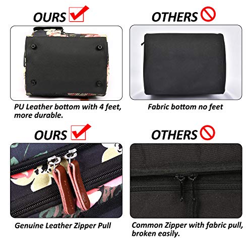 Lokass Lunch Bag Women Double Deck Insulated Lunch Box Large Cooler Tote Bag With Removable Shoulder Strap Wide Open Thermal Meal Prep Lunch Organizer Box For Adults Work/College/Outdoor, Black Peony #TOP5