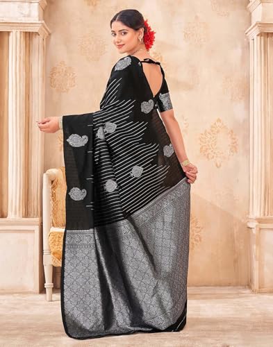 Image of SIRIL Women's Banarasi Soft Silk Saree Pure Silk with Unstitched Blouse Piece
