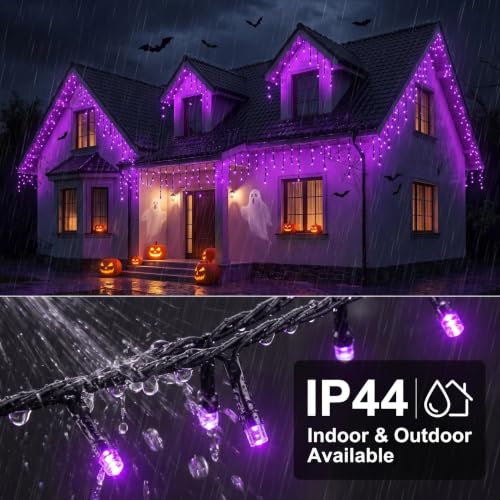JEAYYDSI 105FT Outdoor Halloween Lights, 970LED Purple Halloween Lights 8 Lighting Modes with Timer Memory Waterproof, String Lights for Outside, Party, Holiday, Garden Decor - image 4