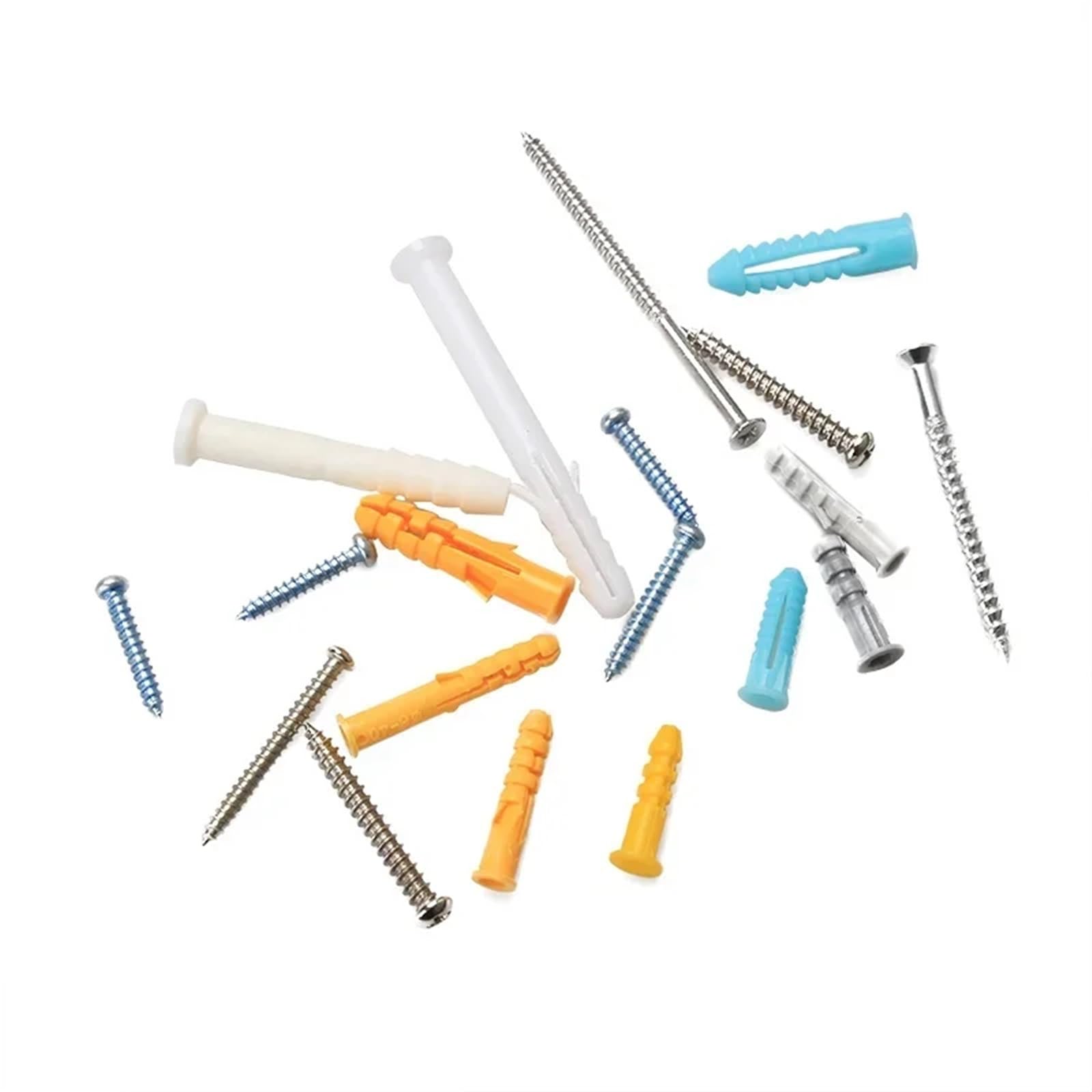 200pcs Plastic Expansion Drywall Anchor Screws Assortment Kit Self-Tapping