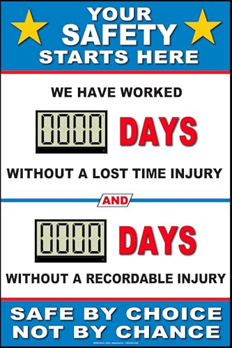 Safety Star Full Size Digital Safety Scoreboard. Battery operated. 24