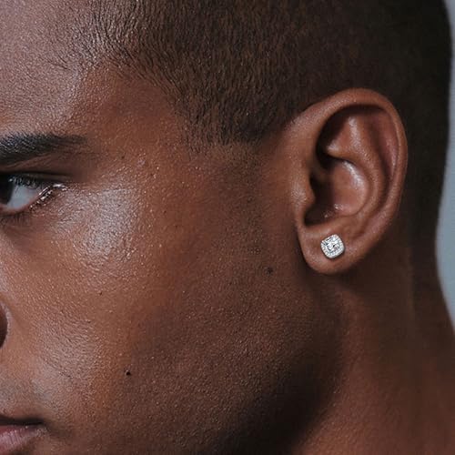 MDFUN Halo Stud Earrings 18K Gold Plated Round & Square Cubic Zirconia Earrings Set for Women3