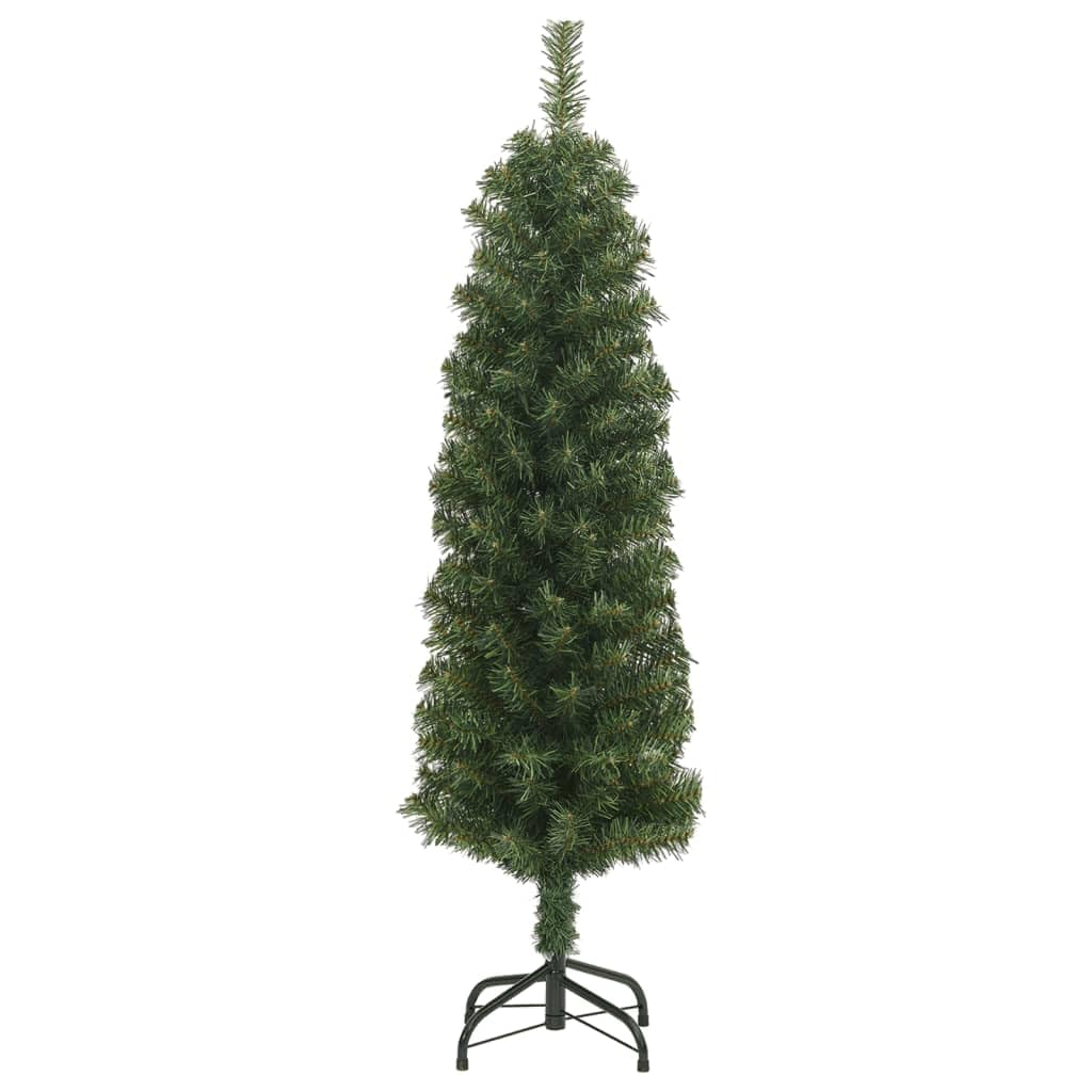 Sapin de Noël artificiel mince avec support vert 150 cm PVC