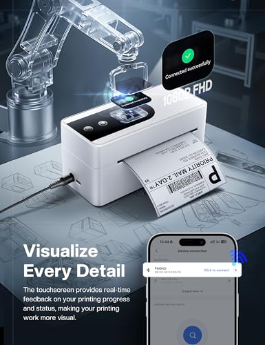 Image of Phomemo 4x6 Shipping Label Printer with Touch Screen, Wireless Bluetooth Thermal Printer for Small Business & Packages, Compatible with Amazon Shopify UPS USPS, Support Android iOS Windows Mac
