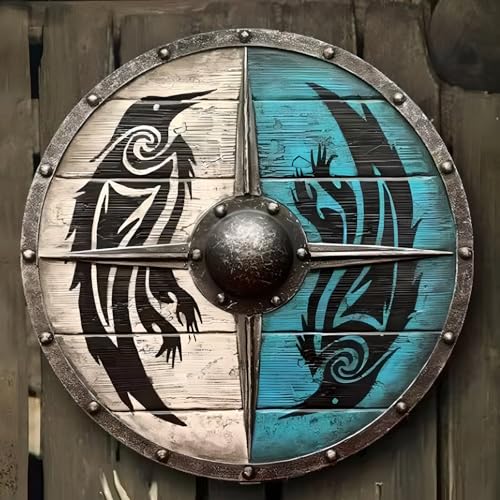 Bouclier Décoratif en Bois Valhalla Médiéval #3 pour Reconstitution