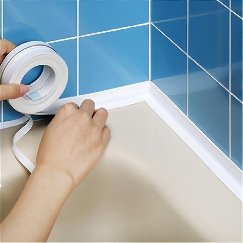 3.2m Self-Adhesive Toilet Caulking Strip, Bathroom Sealant Tape for Floor and Wall Edge Protection, White