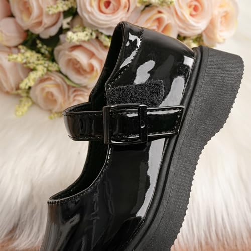 Image of KIDSUN Girl's Oxford School Uniform Dress Shoe Princess Flats Bow Slip on Loafer (Toddler /Little Kid)