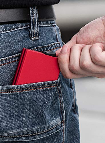 Image of VULKIT Aluminium Men RFID Blocking Wallet(red)