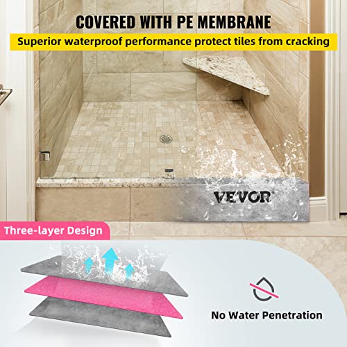 Image of VEVOR Shower Curb, 60'' x 4'' x 6'', Cuttable Waterproof XPS Foam Curb, Covering with PE Waterproof Membrane, Ready-to-tile with Thin-set Mortar, Perfect for Bathroom Decoration