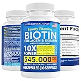 Biotin and Collagen Vitamins + Keratin with Folate - Hair Loss Treatments for Women & Men - Follicle, Skin and Nails Supplements for Hair Growth & Postpartum Support - GMO Free & Gluten Free (60 Caps)