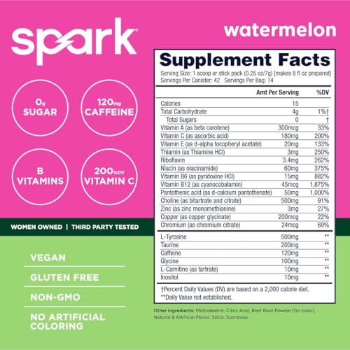 Image of AdvoCare Spark - Energy Drink Mix - Vitamin & Amino Acid Supplement - Supports Energy & Focus - Portable Immune Support - Sugar-Free - Watermelon