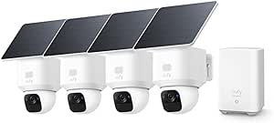 eufy eufyCam Camera, Pack of 4, Solar Camera Surveillance Outdoor, 360° Pan, AI Tracking, 2K Quality, Wireless, eufy Security Camera Outdoor, with Homebase asin的图片