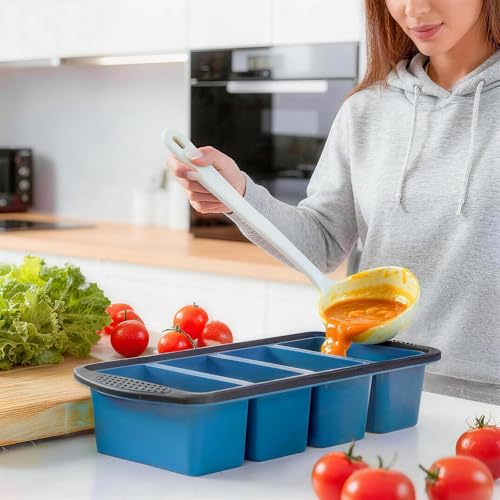 Image of GORCI Silicone Soup Freezer Trays with Lids - 3 Pack, cup, 1 cup, and 2 cup - Perfect Portion Control for Broth, Sauce & Meal Prep ,100% Platinum Silicone BPA-Free, Flexible, Dishwasher Safe
