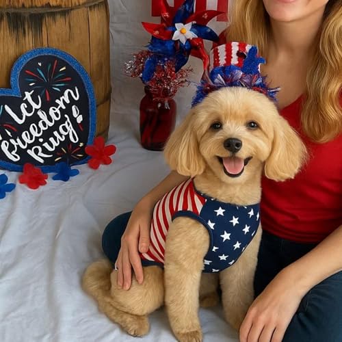 Camiseta para perro con bandera americana, talla M miniatura 6