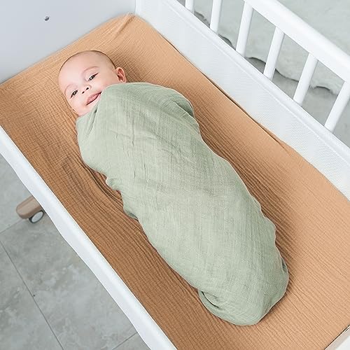 Image of Comfy Cubs Muslin Swaddle Blankets Pack of 1, 47 x 47 Inch Soft Cotton Baby Blanket Set, Large Multipurpose Wraps for Newborns - Self-Soothing Swaddles for Newborns - Sage