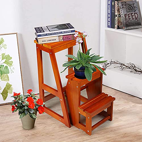 Escalera de tijera portátil y plegable hecha de madera multifuncional para espacios pequeños 4