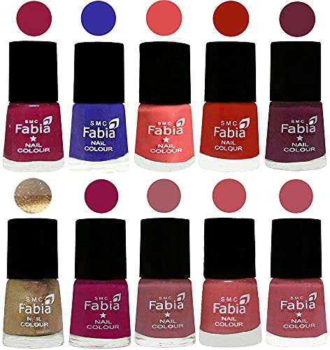 Image of ALL IN ONE (PACK OF 10), Long Lasting Glossy Nail Polish, 6 ml Each, All Vibrant Colours,01734
