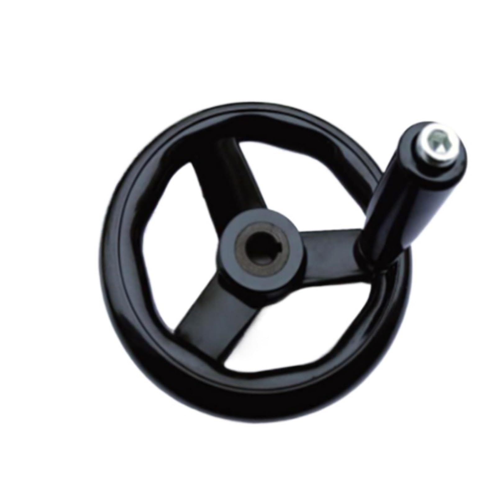 Wudcw 12X125mm 4Keyway Black Milling Machine Lathe Spoked Hand Wheel Wavy Round Bakelite Three Handwheel 100/125/160/200/250Mm(12X125mm 4Keyway)