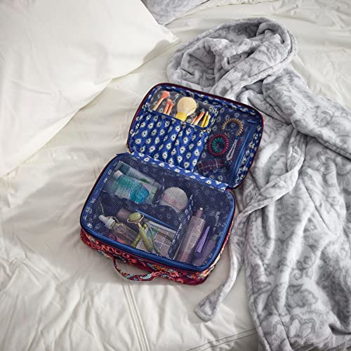 Vera Bradley Deluxe Travel Cosmetic Makeup Organizer Bag, Perennials Gray-Recycled Cotton #TOP3