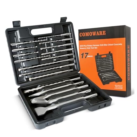 COMOWARE Rotary Hammer Drill Bits Set & Chisels- SDS Plus Concrete Masonry Hole Tool 17pcs with Storage Case