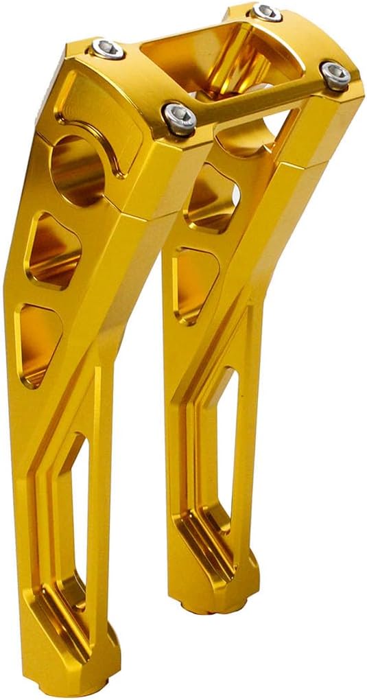 POWER JAMES 8.0" Tall Gold Handlebar Risers with Instrument Gauge Cutout for Harley Davidson Street Bob, Low Ride ST FXLRS FXRST, Softail Standard 1.0" Clamping (Gold)