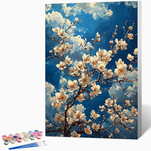 数字油絵 花 ペイントバイナンバー 風景, ナンバーペイント大人のDIYセット(ブラシとアクリル絵の具を含む)、クリエイティブな手作りの油絵セット、女性へのデジタル絵画ギフト、壁の装飾 50×65cm -WX2510216