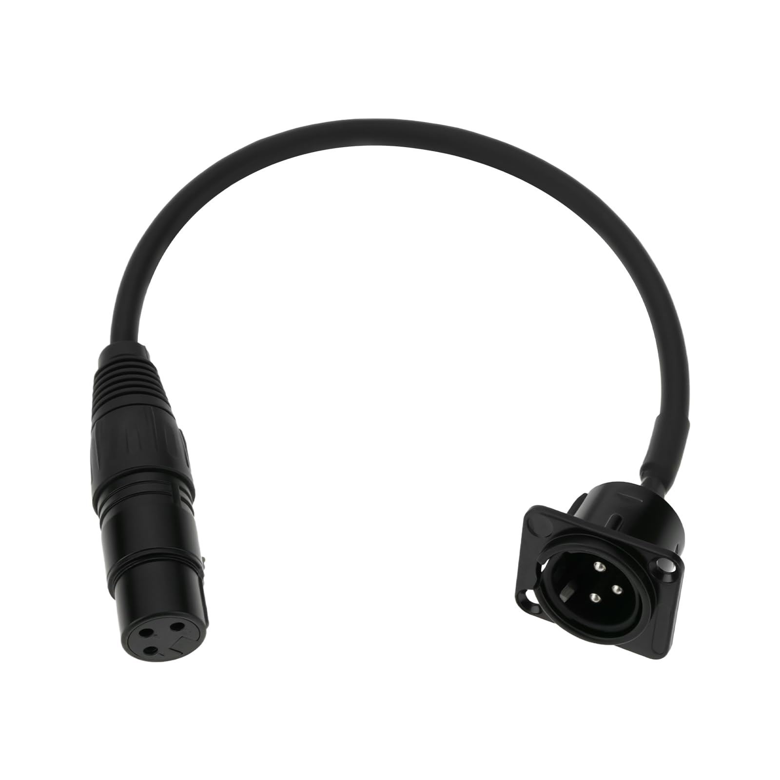eMagTech 3 Pin XLR Male Panel Mount to XLR Female Connector Cable 30cm D-Type XLR Pass Through Pannel Mount Cable for Microphone Reverberator Audio Equipment (Male to Female)